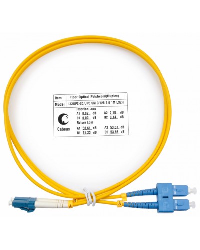 Шнур оптический duplex LC-SC 9/125 SM 1 м LSZH Cabeus FOP(d)-9-LC-SC-1M в Ижевске Патч-корды оптические Pintop.ru