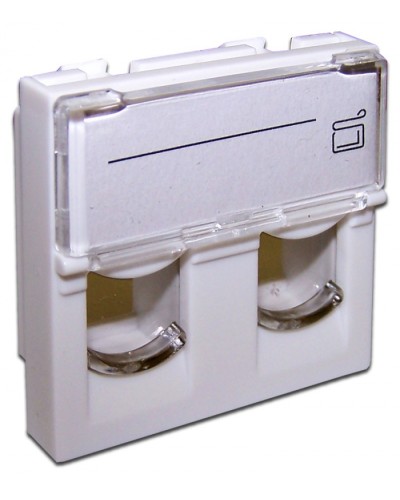 Вставка 45x45 на 2 модуля, со шторкой и увеличенным окном маркировки, белая LANMASTER (LAN-SIP-24L-WH) в Ижевске Коннекторы и разъемы Pintop.ru