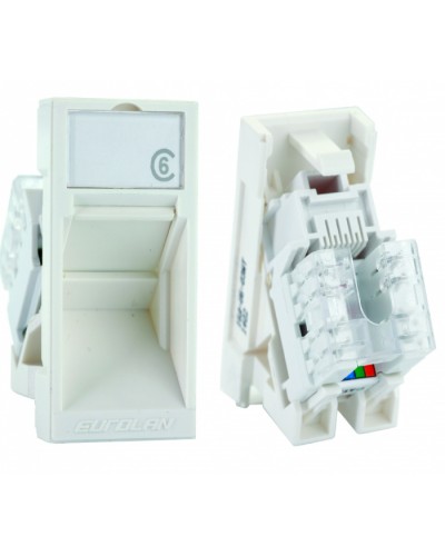 Розеточный модуль UTP категории 6 Mosaic серии 45 RJ45 Eurolan (16A-U6-03WT) в Ижевске Модули Keystone Pintop.ru