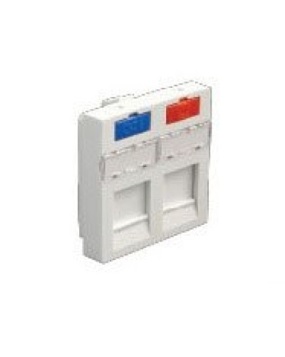 Лицевая панель (накладка) информационной розетки, 45х45 мм, 2 входа Экопласт (87002) в Ижевске Розетки компьютерные и телефонные Pintop.ru