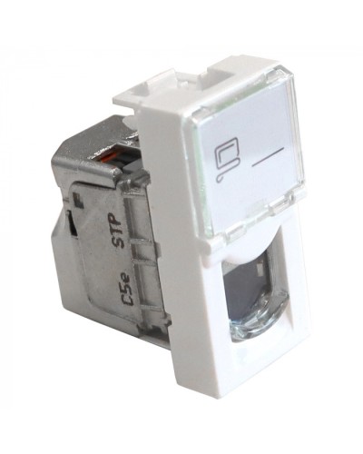 Вставка Mosaic 22.5x45, RJ-45 STP, кат.5e, со шторкой и увеличенным окном маркировки, белая LANMASTER LAN-SIP-22S5E-WH в Ижевске Модули Keystone Pintop.ru