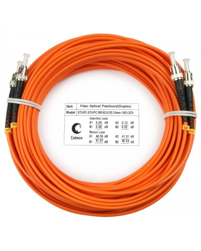 Шнур оптический duplex ST-ST 62,5/125 mm 20м LSZH Cabeus FOP-62-ST-ST-20m в Ижевске Патч-корды оптические Pintop.ru