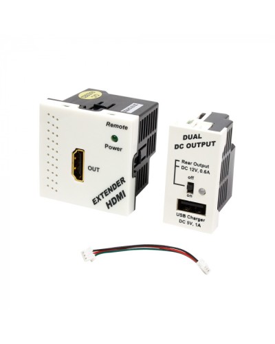 Конвертор RJ45-HDMI, приемник + БП формата Mosaic, 45x45мм + 22.5х45мм, белые LANMASTER (LAN-SIP-23HDMI/RX-WH) в Ижевске Медиаконвертеры Pintop.ru